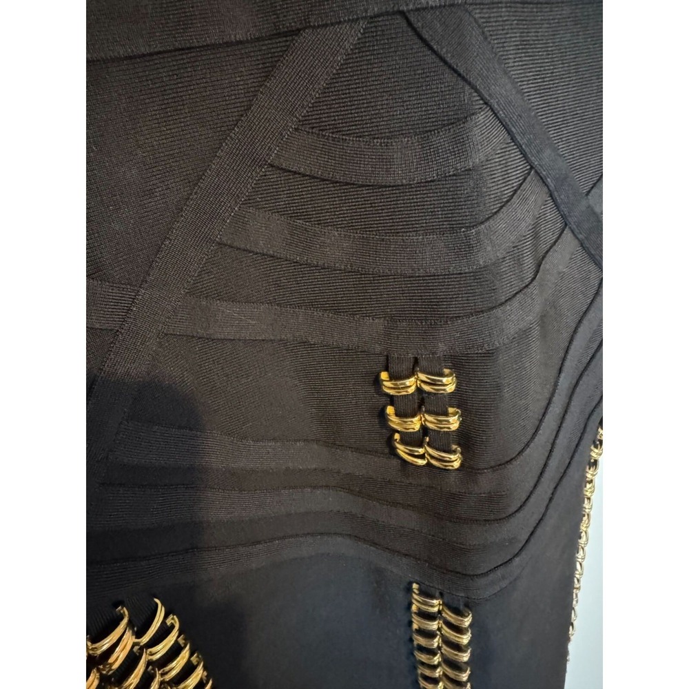 Byraya Bodycon Scuba Bandage Dress with Gold Links – Size M - Picture 6 of 14